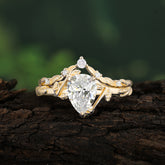 3 Prong Delicate Twisted Vine Wrapped Prong Pear Cut Moissanite Stackable Rings